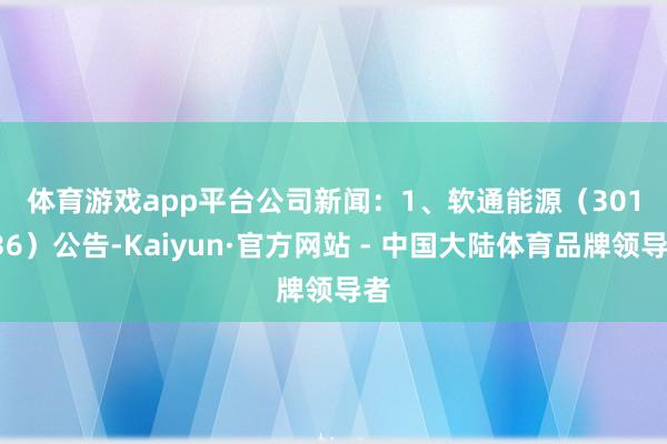 体育游戏app平台 公司新闻: 1、软通能源(301236)公告-Kaiyun·官方网站 - 中国大陆体育品牌领导者