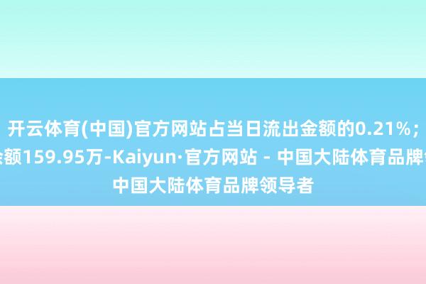 开云体育(中国)官方网站占当日流出金额的0.21%;融券余额159.95万-Kaiyun·官方网站 - 中国大陆体育品牌领导者