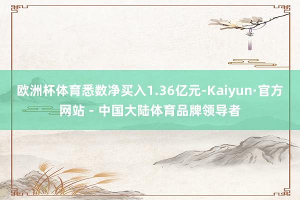 欧洲杯体育悉数净买入1.36亿元-Kaiyun·官方网站 - 中国大陆体育品牌领导者