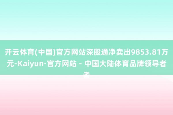 开云体育(中国)官方网站深股通净卖出9853.81万元-Kaiyun·官方网站 - 中国大陆体育品牌领导者
