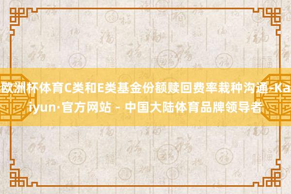 欧洲杯体育C类和E类基金份额赎回费率栽种沟通-Kaiyun·官方网站 - 中国大陆体育品牌领导者