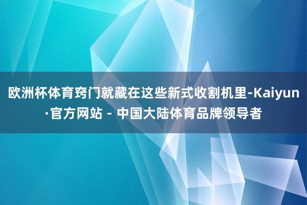 欧洲杯体育窍门就藏在这些新式收割机里-Kaiyun·官方网站 - 中国大陆体育品牌领导者