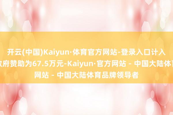 开云(中国)Kaiyun·体育官方网站-登录入口计入当期损益的政府赞助为67.5万元-Kaiyun·官方网站 - 中国大陆体育品牌领导者